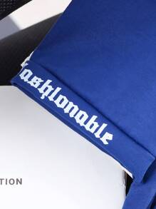 SHEIN 男童休闲趣味英文字母图案圆领短袖T恤，适合日常穿着、上学、郊游、运动、春夏季 - 藍色 - 查看 5