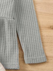 3pcs/Set Tween Girls Long Sleeve Waffle Texture T-Shirts - Multicolor - View 5