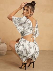 L'Amorae Áo liền quần tay lá xếp nếp hở lưng - Nhiều màu - Xem 2