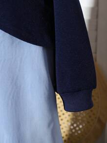 SHEIN Young Girl And Young Girl Casual Autumn New 2 In 1 Shirt Patchwork Sweatshirt Dress, Fashionable, Versatile, Suitable For Everyday Outings, Can Be Paired With Various Jackets, Suitable For Leisure Occasions,