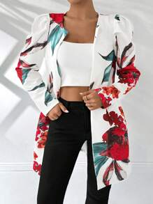 SHEIN Clasi Floral Gigot Sleeve Regular Jacket For Women