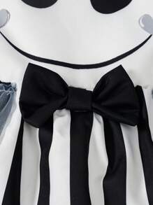 Newborn Baby Girls Elegant Multi-Layer Mesh Fancy Photography Dress, Black & White - Black and White - View 5