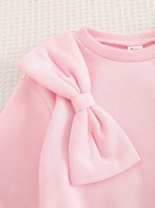 Bộ 2 áo nỉ Raglan trang trí nơ lớn cho bé gái và quần hoa cạp chun - Nhiều màu - Xem 8