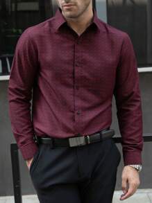 Manfinity Mode Men Allover Print Shirt - Burgundy - View 6
