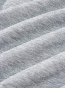 SHEIN CURVE+ Plus Size Retro Campus Style Casual Unisex Women Loose Half-Zip High Neck Fleece Hoodie, Suitable For Autumn/Winter/Autumn /Winter