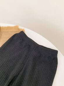 SHEIN 女小童愛心圖案荷葉邊插肩袖運動衫和緊身打底褲 - 玫紅色 - 查看 4