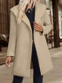 SHEIN Clasi Women's Solid Color Button Front Long Sleeve Pocket Casual Jacket