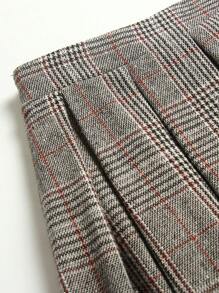 女士格子百褶优雅迷你裙，通勤必备 - 彩色 - 查看 4