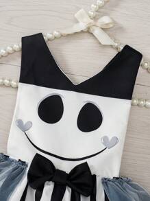 Newborn Baby Girls Elegant Multi-Layer Mesh Fancy Photography Dress, Black & White - Black and White - View 4