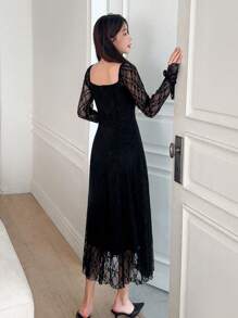 DAZY 女士保暖长裙，秋冬保暖婚纱礼服 - 黑色 - 查看 8