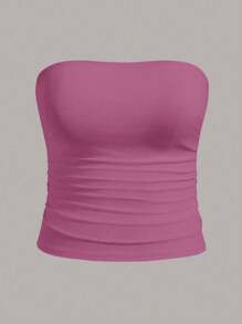 Calvaya Plus Size Women Summer Casual Solid Color Tube Top - Multicolor - View 3