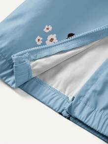 Cozy Pixies Chaqueta con capucha casual con estampado floral para niña bebé - Neblina azul - Ver 8