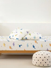柔软超细纤维儿童床笠套装，带有可爱的恐龙图案 - 最佳奢华 2/3 件套床单 - 包括 1 张床笠 + 1/2 个枕套 - 便宜且高品质 - 床垫套有单人床、特大号床、单人床、大号床、双人床、全尺寸可供选择，爱情人节 - 米色 - 查看 2