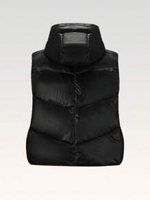 SHEIN LUNE Chaleco acolchado con capucha y cordón, bolsillos, a prueba de viento, cálido, ropa de invierno para tallas grandes