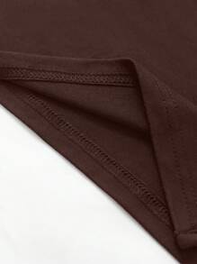 Sweetra 女式纯色露肩侧开衩下摆修身连衣裙，夏季迷你短款女装 - 咖啡棕 - 查看 7