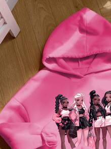 SHEIN Tween Girl Casual Long Sleeve Hooded Thick Sweatshirt, Suitable For Autumn And Winter