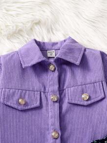 SHEIN Vintaside Kids Conjunto de 2 peças para meninas pré-adolescentes: jaqueta de cor sólida e vestido floral ditsy, primavera outono