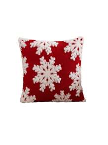 1pc Plush Christmas Tree, Deer & Snowflake Design Throw Pillow Cover, Suitable For Living Room, Bedroom, 4 Seasons Decor