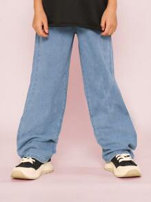 SUMWON Tween Boys 宽松贴花牛仔裤 - 藍色 - 查看 4