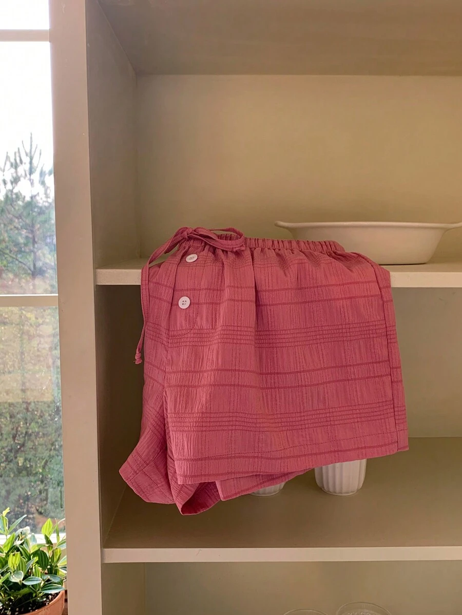 Comfortcana Quần short thường ngày rộng rãi có thắt lưng màu trơn dành cho nữ - trắng - Xem 1