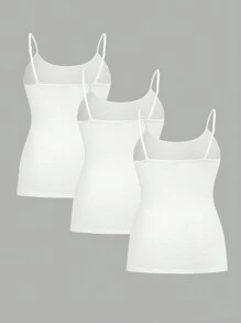 SHEIN Essnce Áo hai dây dài tay thoải mái, dáng rộng dành cho nữ cỡ lớn, màu trắng, bộ 3 chiếc, quần áo nữ mùa thu, áo dành cho người có đường cong cơ thể, áo kiểu. - trắng - Xem 2