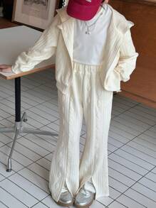 DAZY Conjunto de suéter cardigan para meninas (tamanho grande para crianças), outono