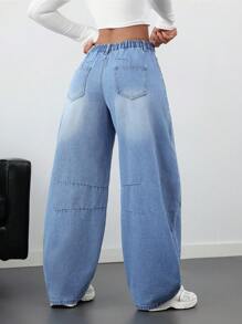 SHEIN Tall Pantalones vaqueros de pierna ancha sueltos tipo zanahoria para mujer, pantalones anchos de mujer para otoño, pantalones holgados de mujer para fiesta de graduación