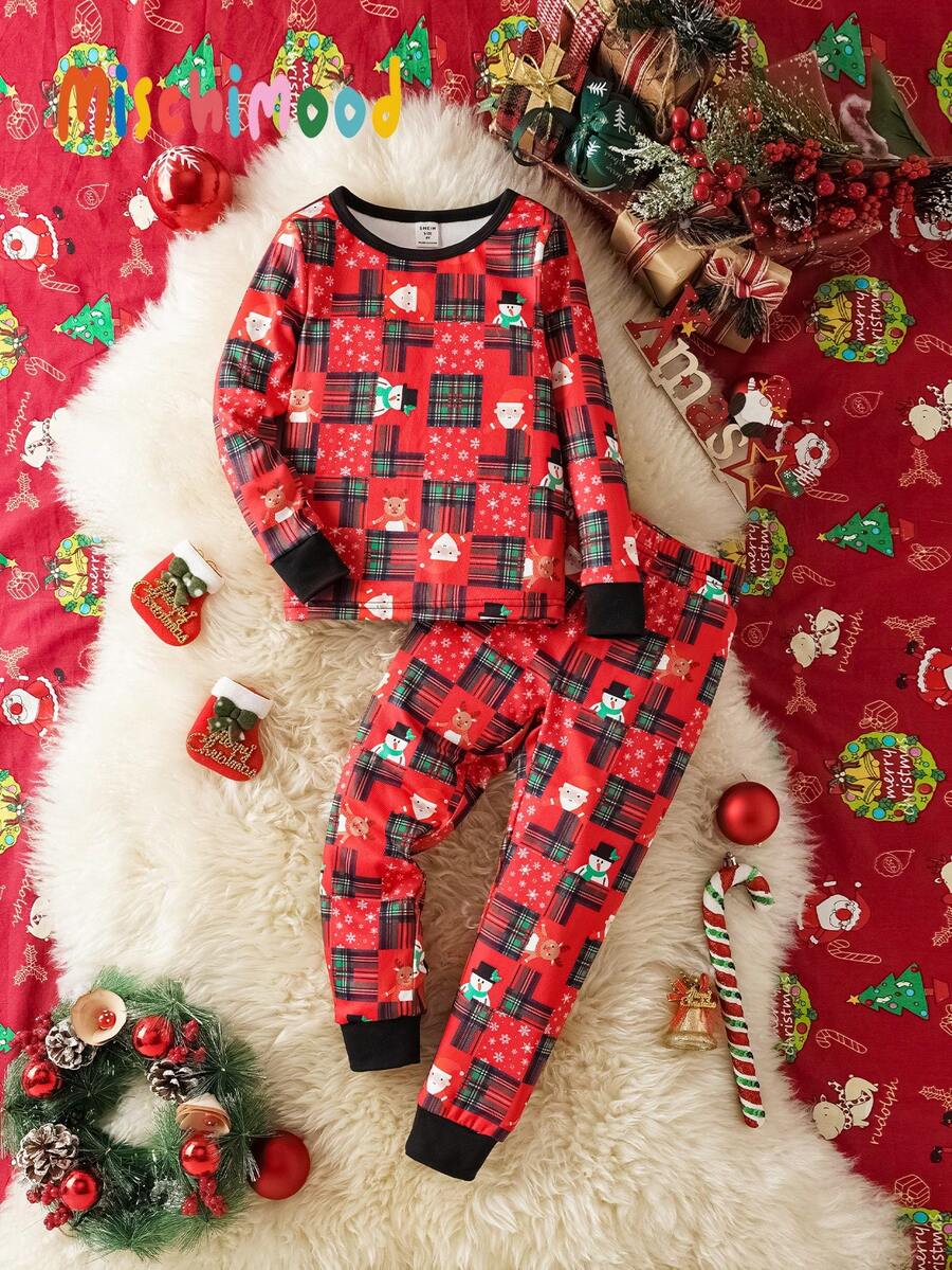 Bộ đồ ngủ bó sát in hình ông già Noel và tuần lộc theo chủ đề Giáng sinh cho bé gái - Nhiều màu - Xem 1