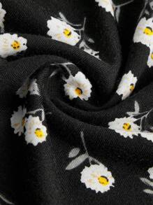 SHEIN EZwear 3pcs Women's Ditsy Floral With Solid Color High Waisted Skinny Flared Pants Set, Suitable For Autumn Suitable For Going Out - Multicolor - View 6