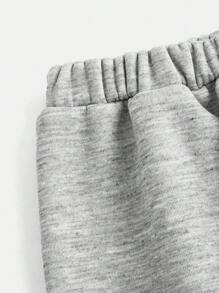 2pcs Tween Boys Basic Casual Loose Sweatshirt And Sweatpants Set - Grey - View 3