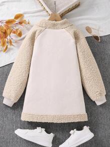 秋冬季百搭女童领口仿麂皮保暖夹克 - 杏色 - 查看 2