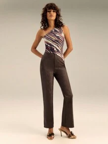 TypaGal 蛇纹 PU 直筒长裤