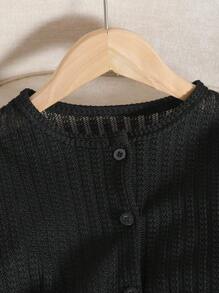 SHEIN Young Girl Pink Elegant Sweet Princess Lovely Casual Fashion Cardigan Suitable For Spring, Summer, Fall, Daily Wear, Parties, School - Black - View 4