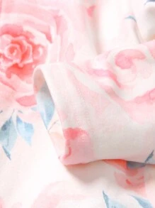 3 Stück/Set Baby Mädchen Blumen Jacke, Hose mit elastischem Bund Outfit und Bodysuit mit Hut, Herbst - Weiss - Übersicht 4