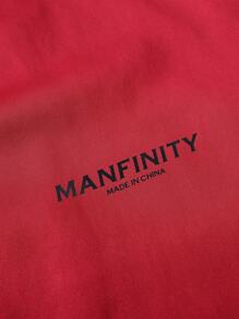 Manfinity Homme Men Spring And Autumn Casual Letter Printed Baseball Collar Jacket - Red - View 5