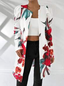 SHEIN Clasi Floral Gigot Sleeve Regular Jacket For Women