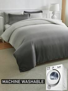 Bộ chăn ga gối 3 món Ombre Grey Gradient, Bộ chăn ga gối polyester tối giản và hiện đại cho mọi mùa - Nhiều màu - Xem 5