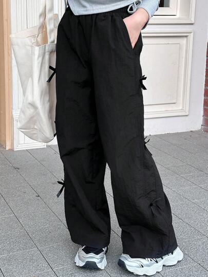 Dazy Kids Tween Girl 纯色蝴蝶结装饰口袋简约休闲裤