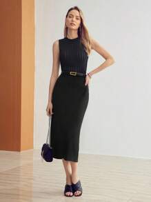 MOTF PREMIUM SOLID SPLIT BACK STRAIGHT SKIRT WITHOUT BELT - Black - View 6