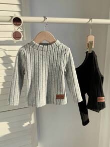 SHEIN Leap Crew Bộ 2 áo len dày giữ nhiệt ấm áp cho bé trai và bé gái, mùa thu và đông - Nhiều màu - Xem 5