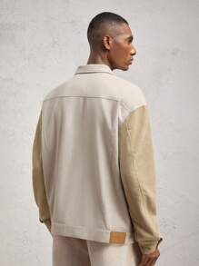 AKNOTIC Business Casual Chaqueta casual de manga larga, cuello vuelto, hombros caídos y apertura frontal suelta para hombre, compuesta de algodón, kaki, broches metálicos, retazos de pana, adecuada para otoño e invierno