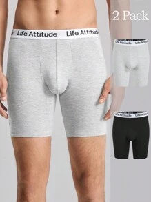 2pcs/Set Men's Long Boxer Briefs Set - Multicolor - View 2