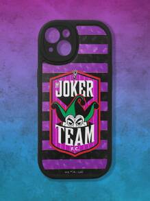 Harley Quinn | ROMWE Custodia per telefono a blocchi di colore a righe con stampa di cartoni animati e lettere, nera - nero - Visualizzare 1