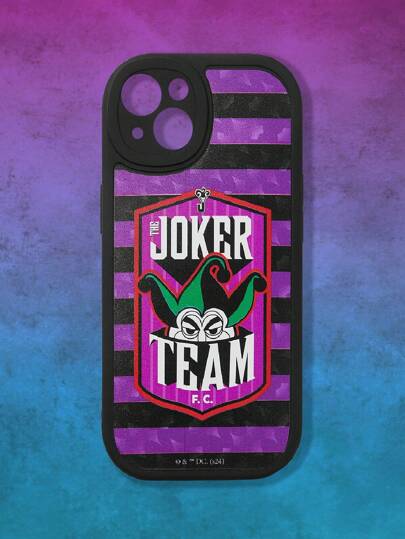 Harley Quinn | ROMWE Étui de téléphone noir à blocs de couleurs, avec imprimé de bandes, de dessin animé et de lettres