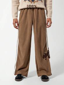 SHEIN Teenager Boys' Smiling Face Printed Work Pants - Brown - View 5