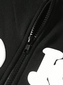 Manfinity EMRG sweat-shirt à capuche zippé avec imprimé slogan pour hommes, pour une utilisation casual, automne/hiver, sortie, manches longues, zip complet, idéal pour les amis, le mari, le petit-ami