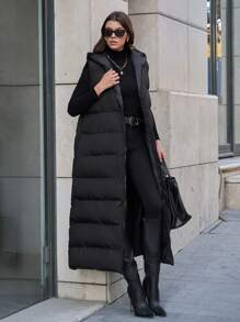 EURMUSE Sleeveless Loose Thick Padded Coat With Side Pockets