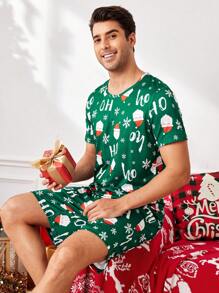 Manfinity 男士圣诞图案印花睡衣套装