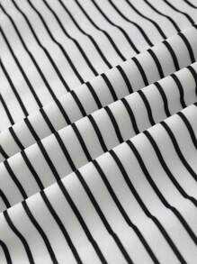 SHEIN Leap Crew 青少年女孩秋冬季休闲条纹保暖内衬超大码运动衫