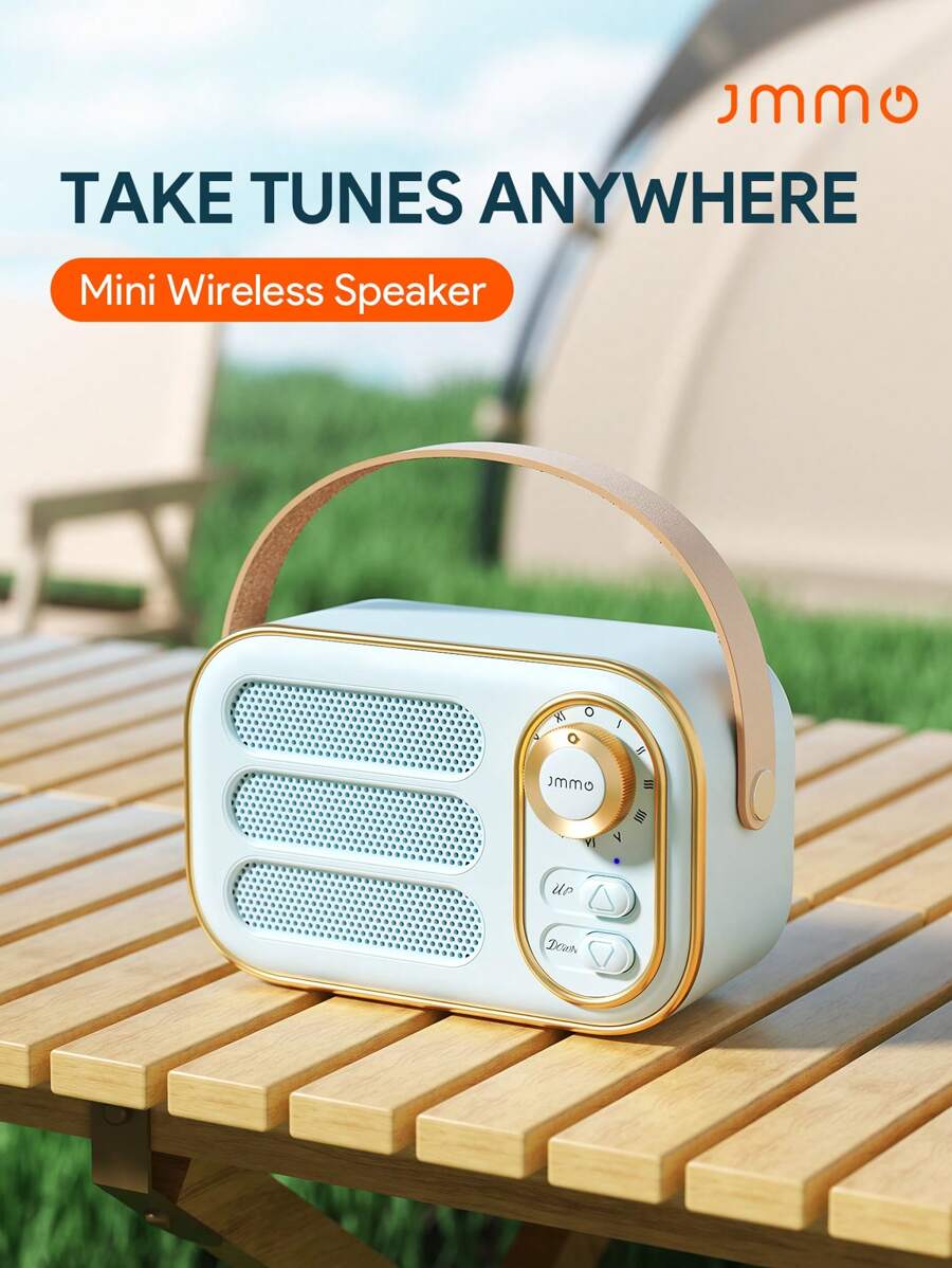 JMMO 复古扬声器，复古装饰，小型无线蓝牙扬声器，可爱复古风格，适用于厨房书桌卧室办公室派对户外卡哇伊，适用于 Android/IOS 设备圣诞礼物，秋冬季假期露营必备品，度假配件，露营用品